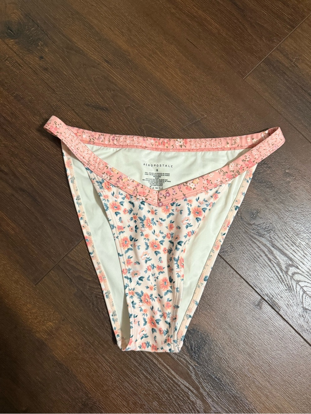 Aeropostale Pink Floral Bikini Bottom v-cut